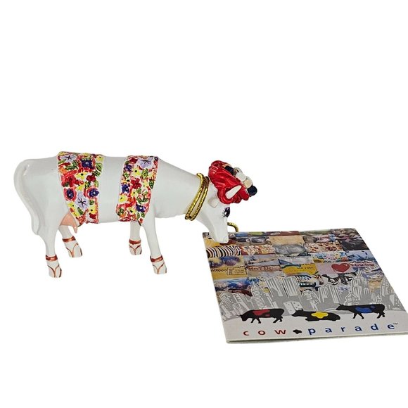 Cowparade Mini Moo La Vida Mooca Figurine Floral Design With Tag #23133 - Picture 1 of 8